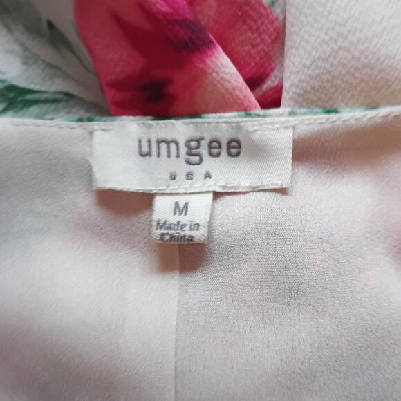 Umgee Floral Tunic Dress Pink Rose Print Loose Sheath Boho Cottage Size Medium - Picture 5 of 10